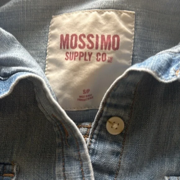 3/$20 Mossimo Supply Co Western Denim Button Down Shirt Tab Pockets Med Wash - Picture 5 of 11